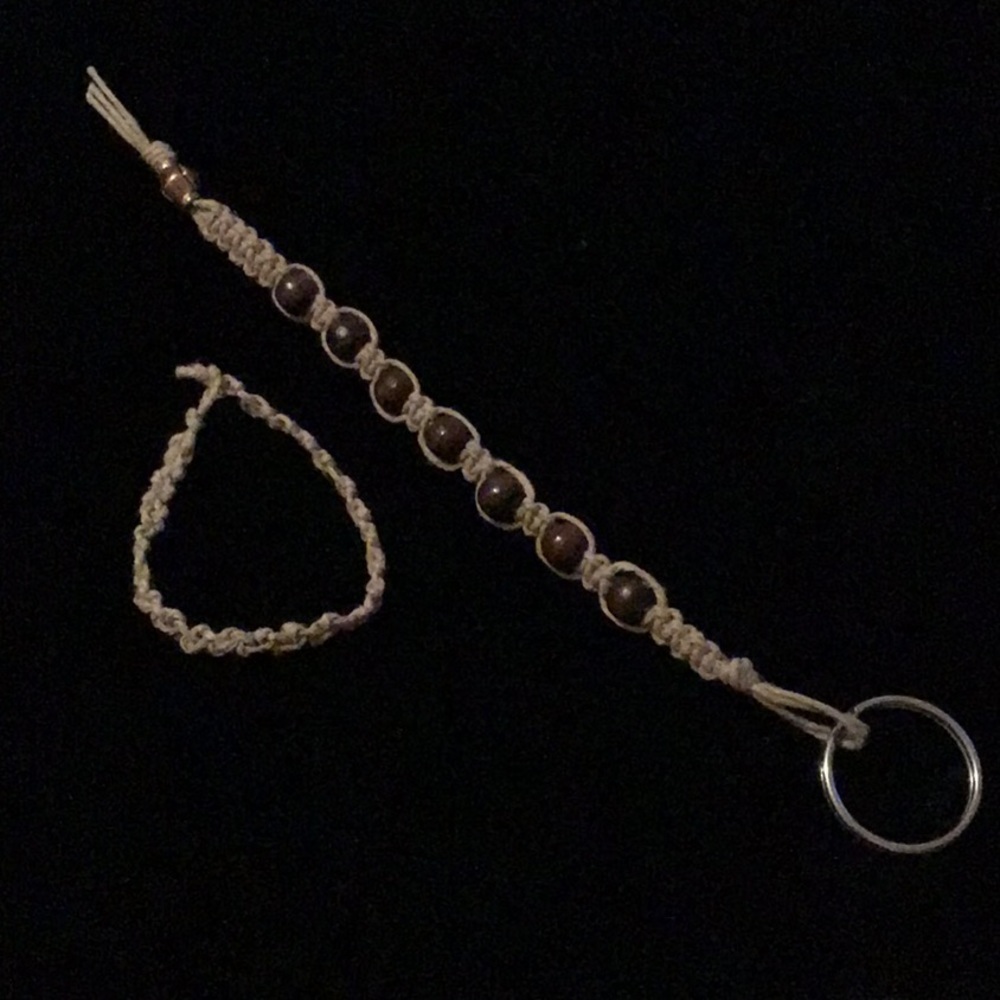 Keychain and Bracelet Macramed NWOT